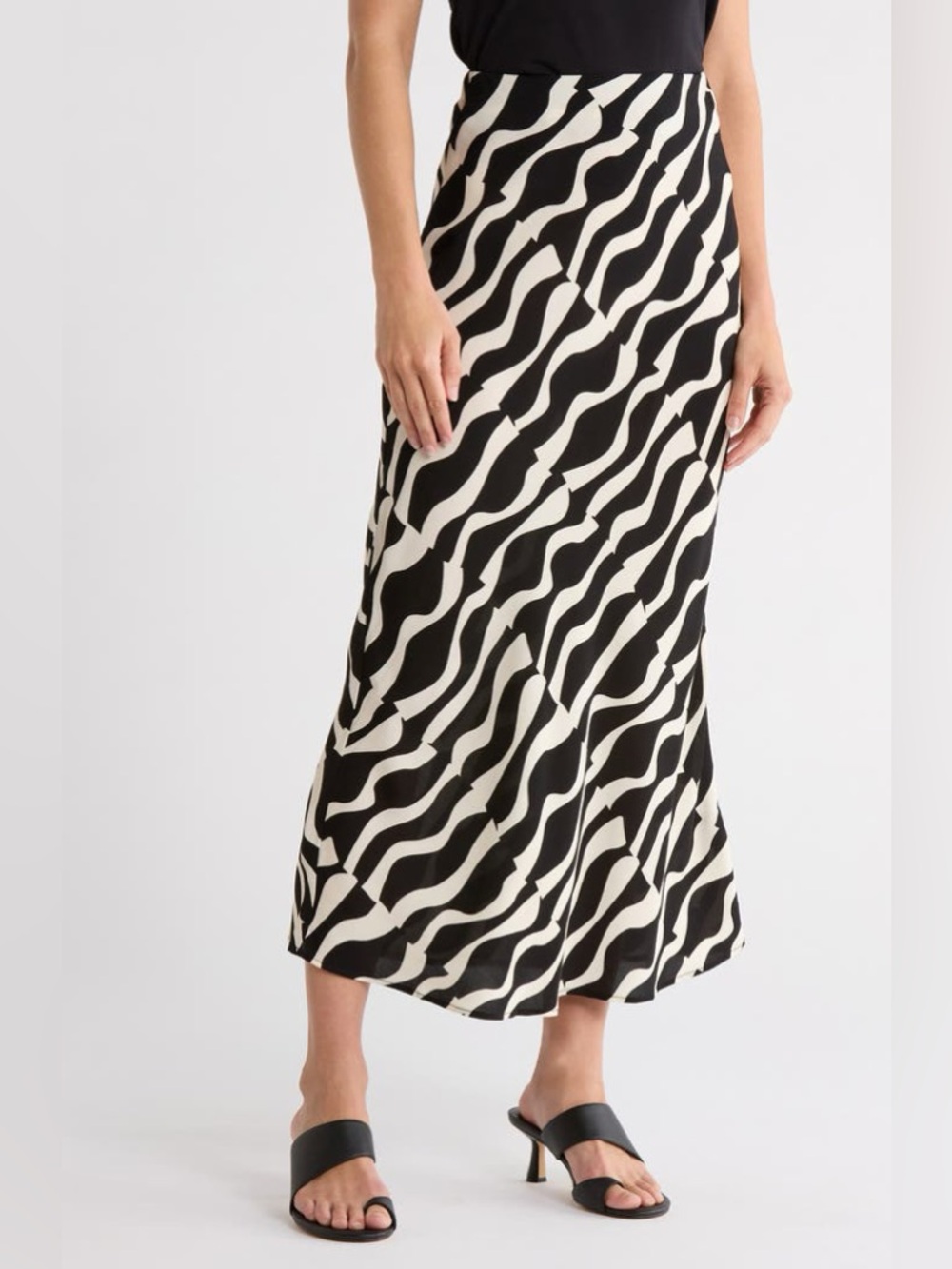 Muse Republic Zebra Print Maxi Skirt Small Black White Flowy Bias Cut Elastic
